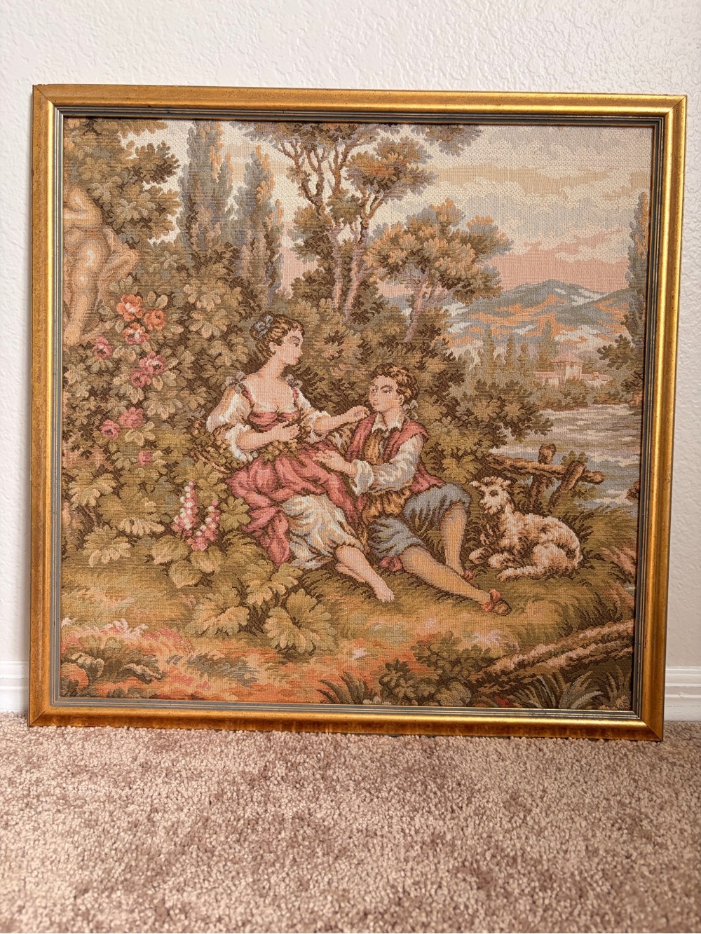 Vintage French Gorot Woven Tapestry – Made in France – Framed